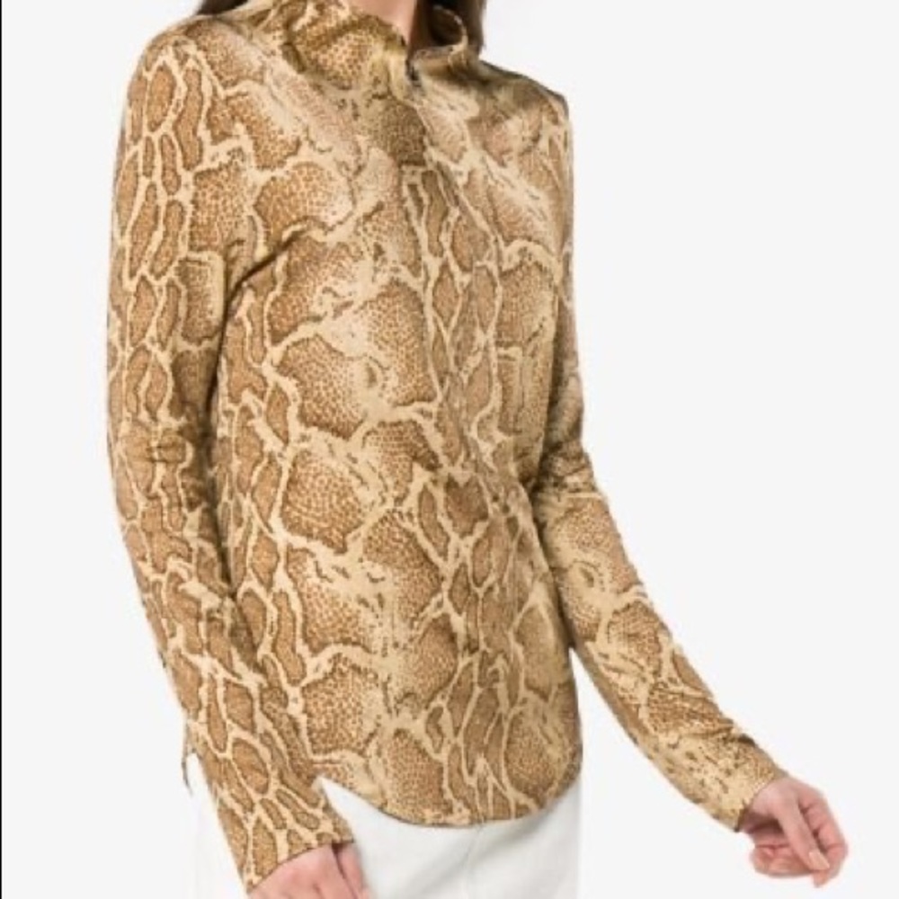 Chloe Python Print Viscose Jersey Zip-Front Top - image 8